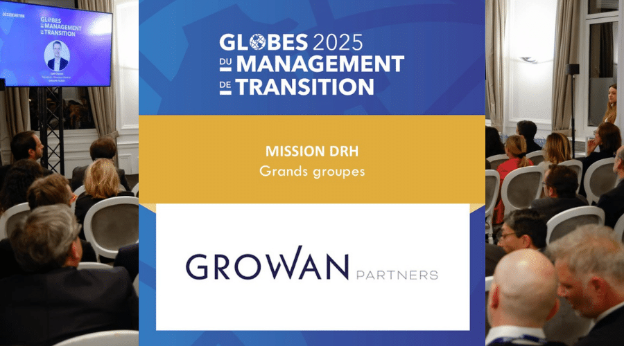 Cabinet de management de transition RH Growan Partners récompensé aux Globes du Management de Transition 2025 par Décideurs RH